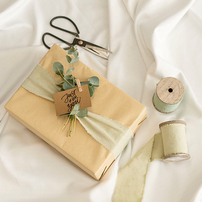 Hand-Dyed Calico Ribbon on Wooden Spool – Calico Green