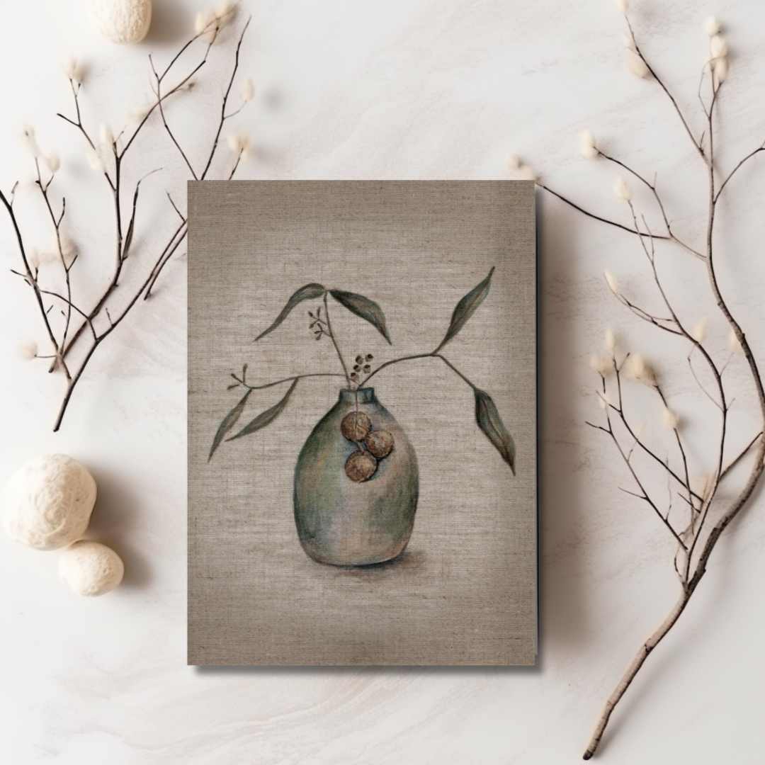 Vase with Eucalyptus - Australian Nature Still Life Postcard