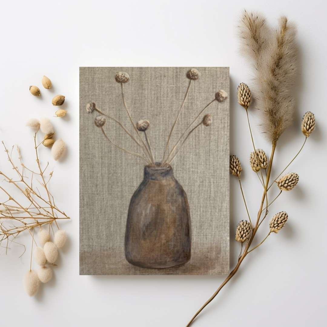 Vase with Billy Buttons - Australian Nature Still Life Postcard