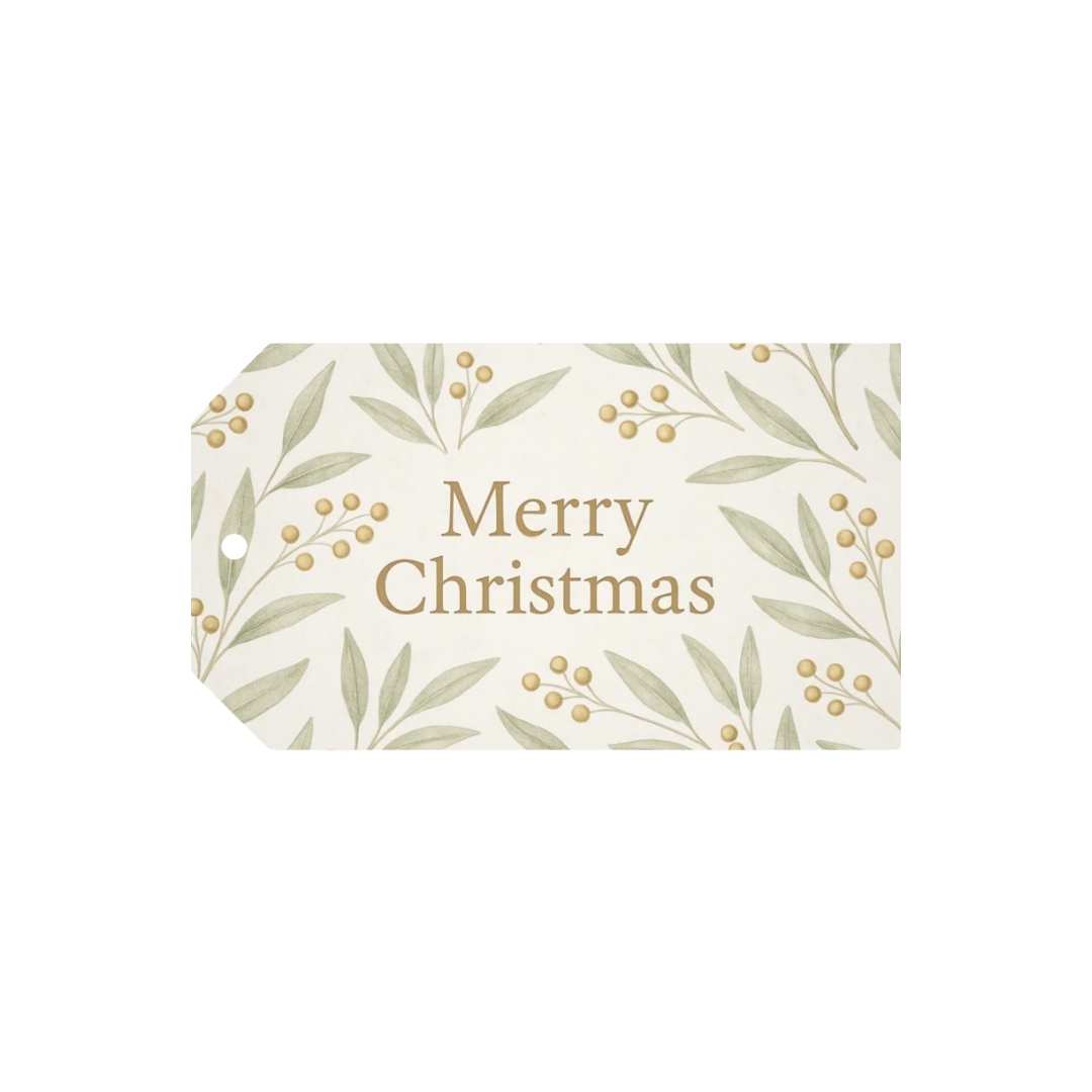Botanical Merry Christmas Gift Tag – Hand-Painted Design