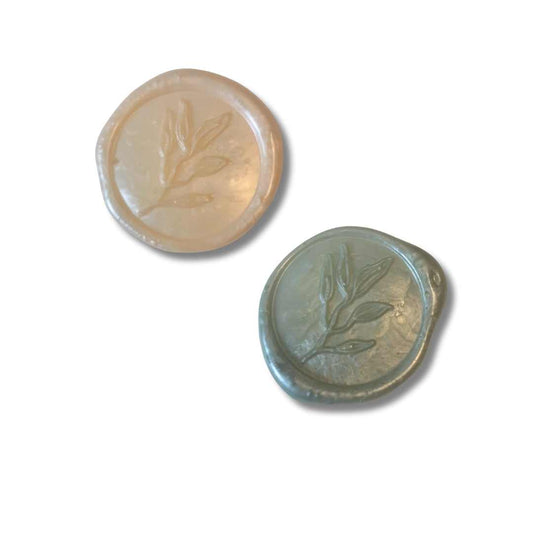 Hand-Poured Wax Seals — Eucalyptus Leaf | Sage & Champagne (Pack 10)