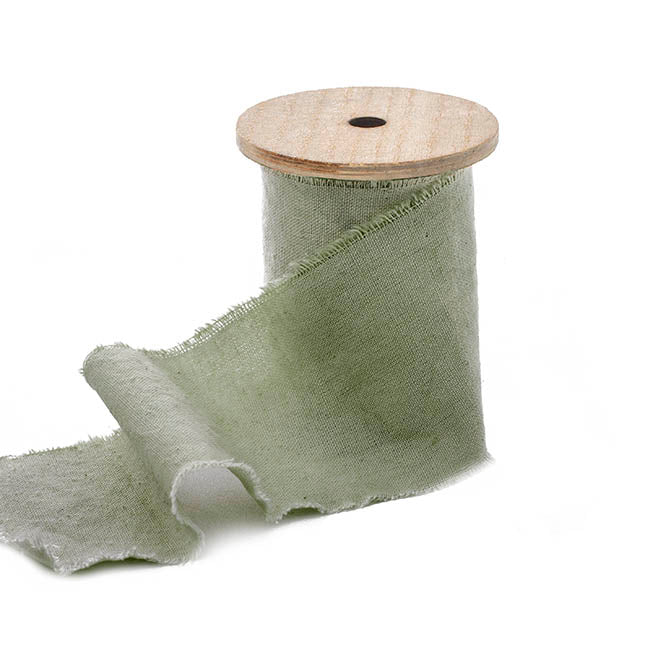 Hand-Dyed Calico Ribbon on Wooden Spool – Calico Green