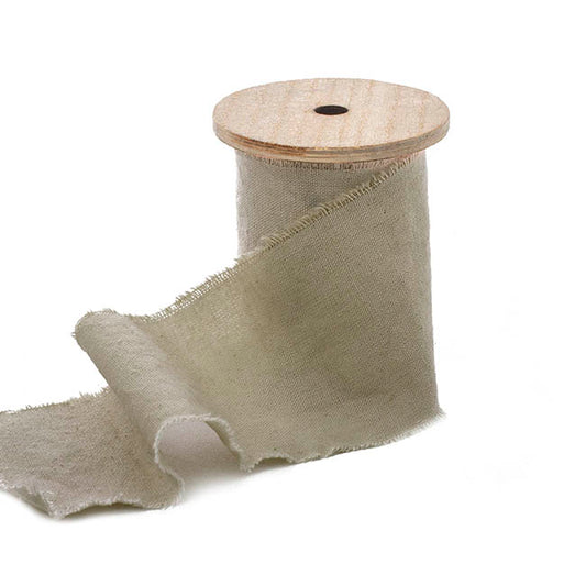 Hand-Dyed Calico Ribbon on Wooden Spool – Calico Sand