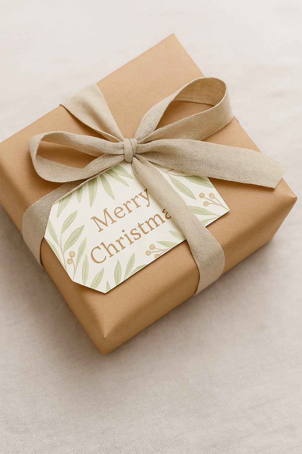 Botanical Merry Christmas Gift Tag – Hand-Painted Design