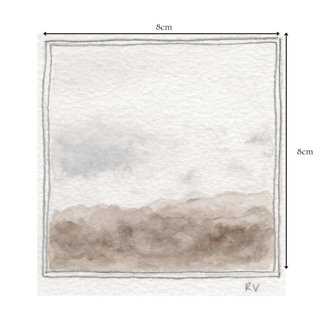 Original Miniature Watercolour – ‘Soft Earth’ – Earth & Sky Series, Gentle Australian Scene, Muted Nature Art