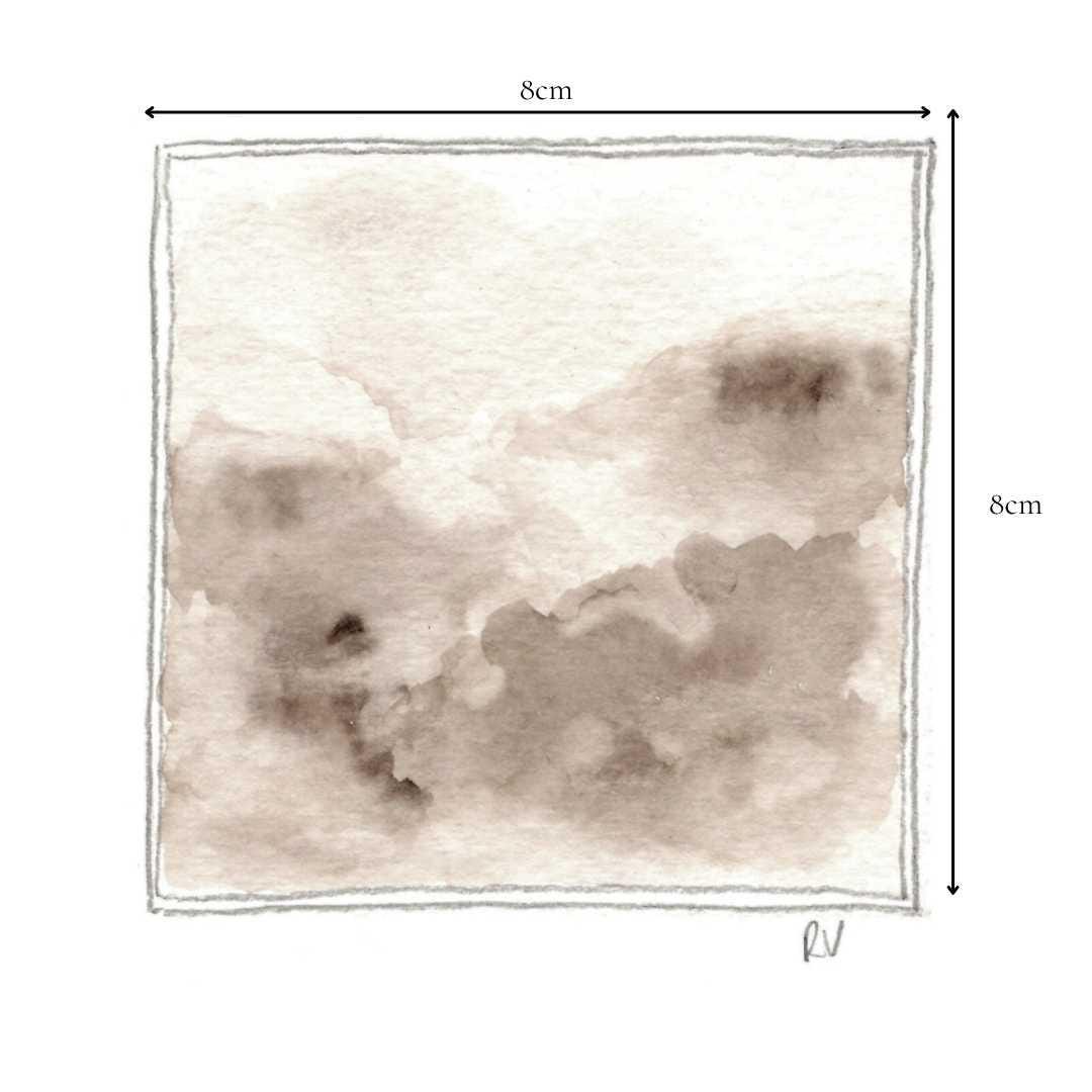 Original Miniature Watercolour – ‘Warmed by the Sky’ – Soft Sky Art, Cloud Reverie Series