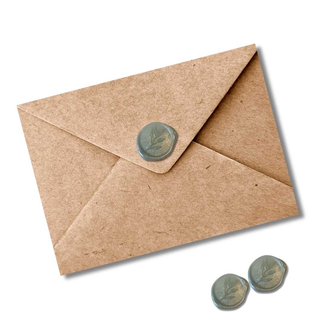 Hand-Poured Wax Seals — Eucalyptus Leaf | Sage & Champagne (Pack 10)